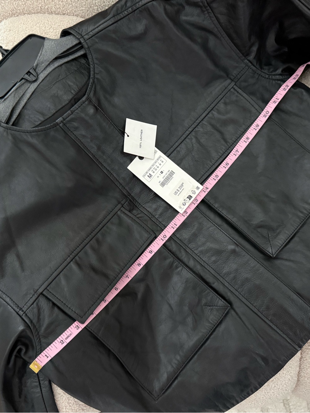 Zara 100% Leather Jacket with Cargo Pockets - Picture 3 of 5